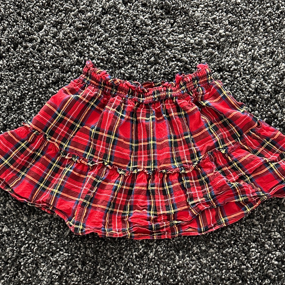 Crewcuts Holiday Red Plaid Ruffle Skirt